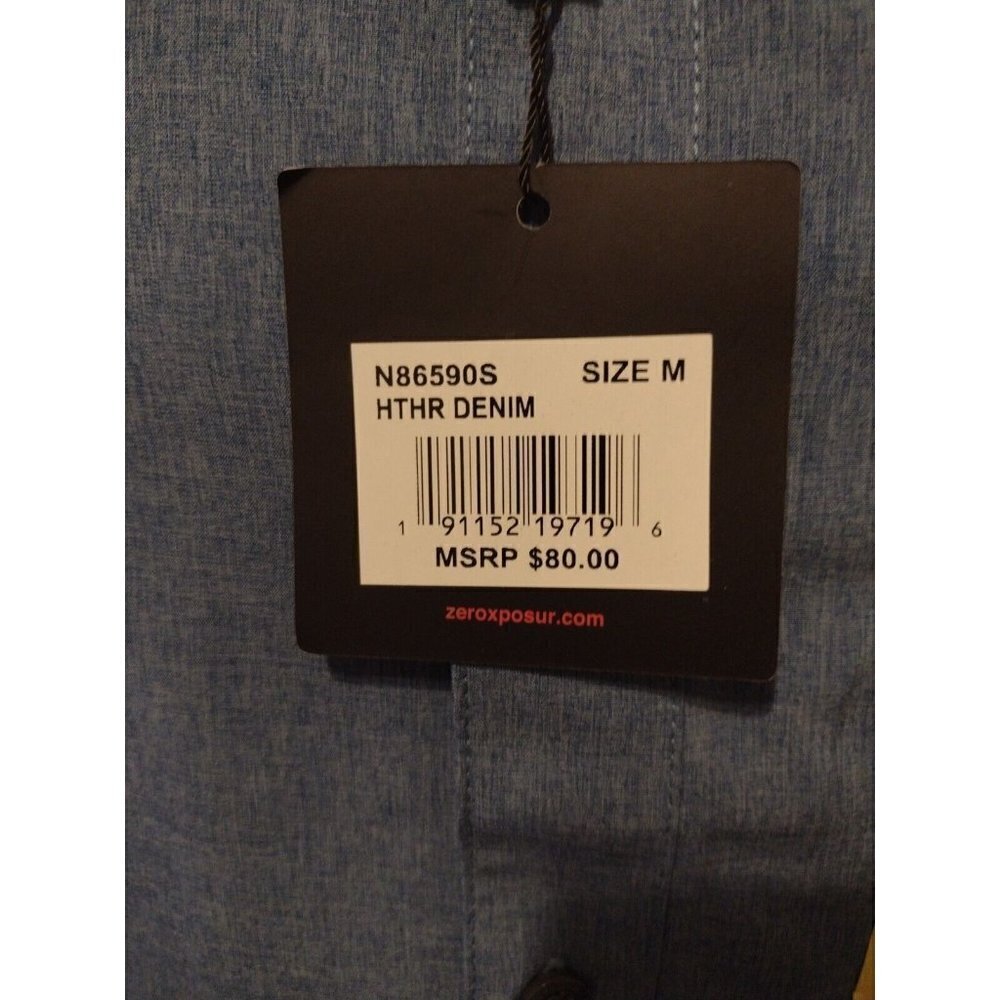 NEW NWT ZEROXPOSUR Travel Series Mens Medium M Button Shirt Blue Long Sleeve - Picture 2 of 13